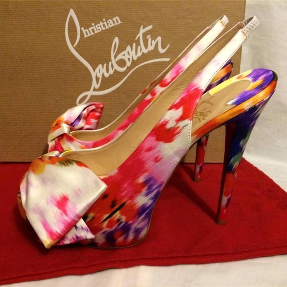 Christian Louboutin Shoes - Christian Louboutin VENDOME SLING NODO Satin Bouquet Bow Heel Shoes Sandal